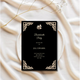 Invitation Carton d'invitation de fête de fiançailles en noir
