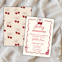 Carton d'invitation de fête de fin d'études Cherry