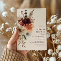 Carton d'invitation de Fête de Mariage Floral Rust