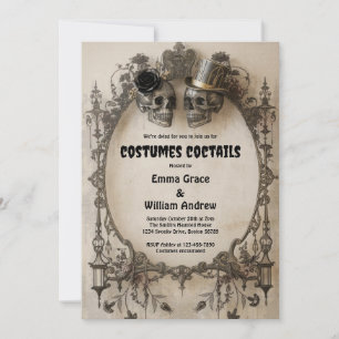 Invitation Carton d'invitation de fête d'Halloween crâne goth