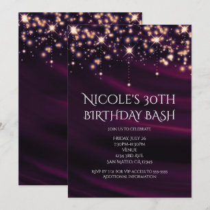 Invitation Carton d'invitation de fête glamour en soie violet