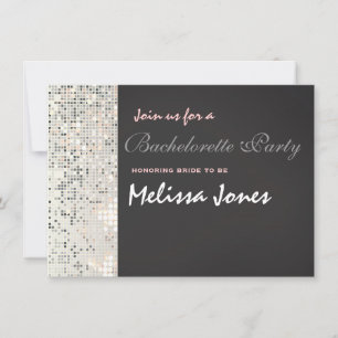 Invitation Carton d'invitation de fête gris paillettes disco
