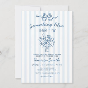 Invitation Carton d'invitation de fiançailles à rayures bleu 