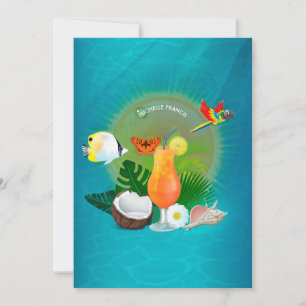 Invitation Carton d'invitation de fiançailles de plage d'été