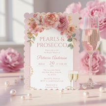 Carton d'invitation de fiançailles Perles & Prosec
