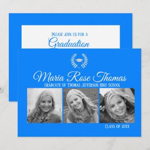 Invitation Carton d'invitation de graduation Azure Cap & Leav