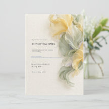 Carton d'invitation de jardin en organza jaune beu