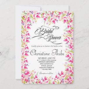 Invitation Carton d'invitation de luxe rose vif floral pour l