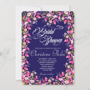 Invitation Carton d'invitation de luxe rose vif floral pour l