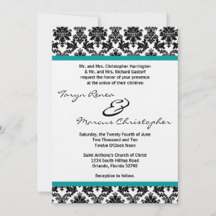 Invitation Carton d'invitation de mariage 5x7 en damas noir e