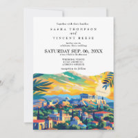 Carton d'invitation de mariage à Athènes Grèce Rét