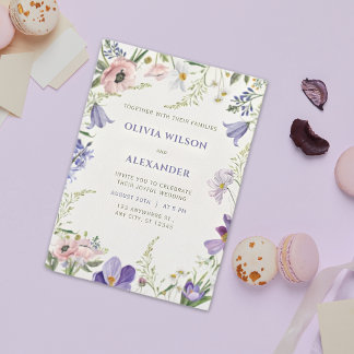 Invitation Carton d'invitation de mariage à bordure florale v