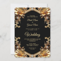 Carton d'invitation de mariage à cadre doré élégan