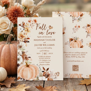 Invitation Carton d'invitation de mariage à code QR Citrouill
