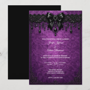 Invitation Carton d'invitation de mariage à dentelle noire vi
