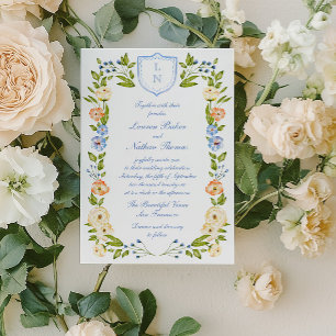 Invitation Carton d'invitation de mariage à encadrement flora