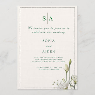 Invitation carton d'invitation de mariage à fleurs et bordure