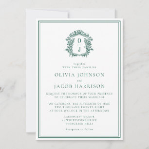 Invitation Carton d'invitation de mariage à la crête verte él