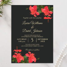 Carton d'invitation de mariage à la fleur de hibis