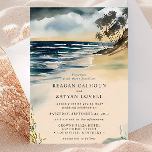 Invitation Carton d'invitation de mariage à la plage avec un 