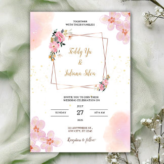 Invitation Carton d'invitation de mariage à l'aquarelle flora