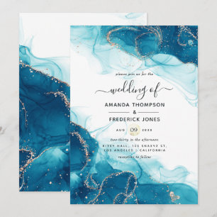 Invitation Carton d'invitation de mariage à l'encre d'alcool 