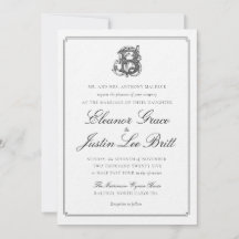 Carton d'invitation de mariage à monogramme "B" no