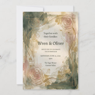 Invitation Carton d'invitation de mariage à motif floral chan