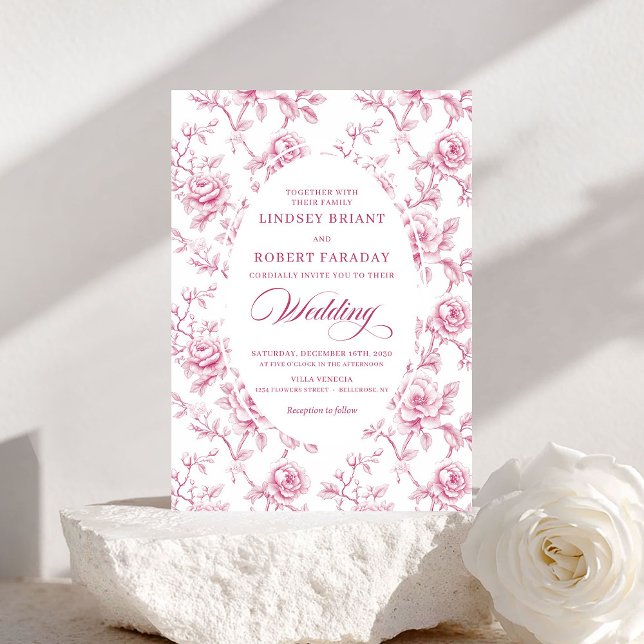 Invitation Carton d'invitation de mariage à motif rose poussi (Classic Dusty Rose Rose Pattern Wedding Invitation)