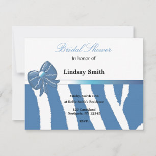 Invitation Carton d'invitation de mariage à motif zèbre bleu