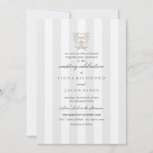 Invitation Carton d'invitation de mariage à rayures grises et