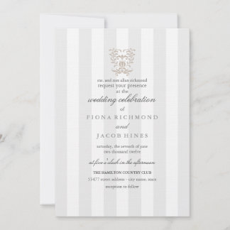 Invitation Carton d'invitation de mariage à rayures grises et