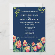 Carton d'invitation de mariage aquarelle tulipes p