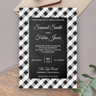 Invitation Carton d'invitation de mariage ardoise gris gingha