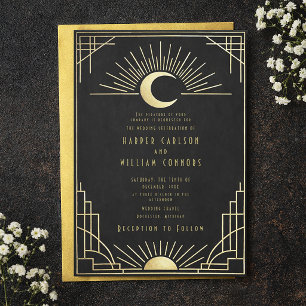 Invitation Carton d'invitation de mariage Art Déco céleste Eq