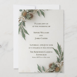 Invitation Carton d'invitation de mariage au chardon botaniqu