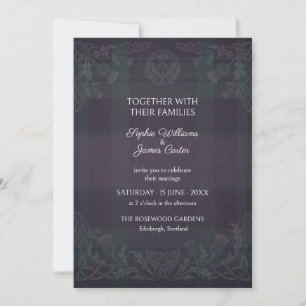 Invitation Carton d'invitation de mariage au chardon tartan v
