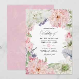 Invitation Carton d'invitation de mariage au dahlia rose past