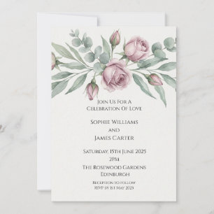 Invitation Carton d'invitation de mariage au magnolia rose