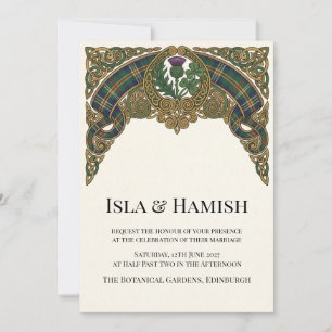 Invitation Carton d'invitation de mariage au tartan écossais