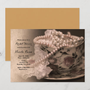 Invitation Carton d'invitation de mariage au thé avec tasses