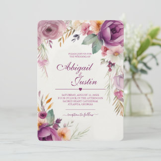 Invitation Carton d'invitation de mariage aux fleurs à l'aqua
