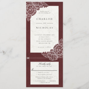 Invitation Carton d'invitation de mariage aux fleurs de pavot