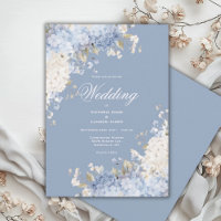 Carton d'invitation de mariage aux hydrangeas bleu