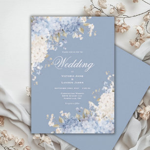 Invitation Carton d'invitation de mariage aux hydrangeas bleu