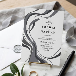 Invitation Carton d'invitation de mariage aux vagues fluides