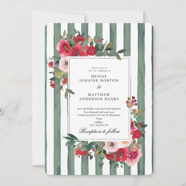 Invitation Carton d'invitation de mariage Basil Green (Devant)