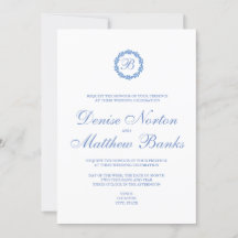 Carton d'invitation de mariage bleu barbeau
