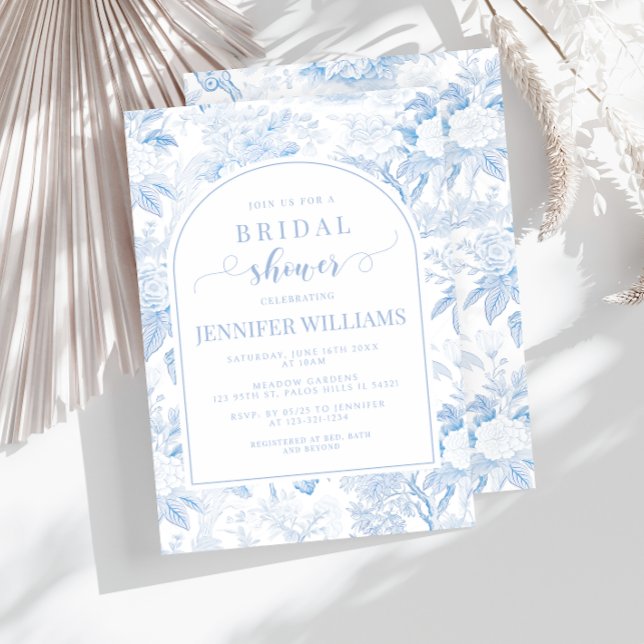 Invitation Carton d'invitation de mariage bleu blanc en chino (Créateur téléchargé)