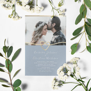 Invitation Carton d'invitation de mariage Bleu Poussiéreux av
